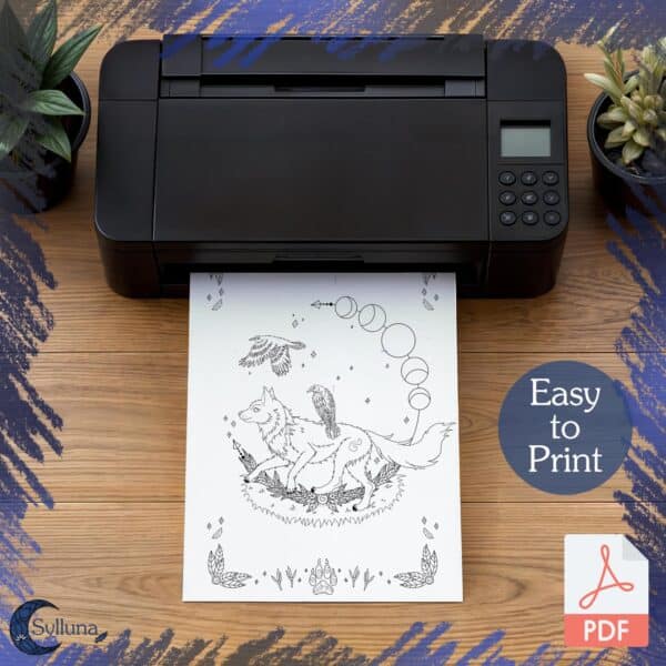 Easy-Printing-Digitale Producten-Raaf en Wolf Kleurplaat-Sylluna