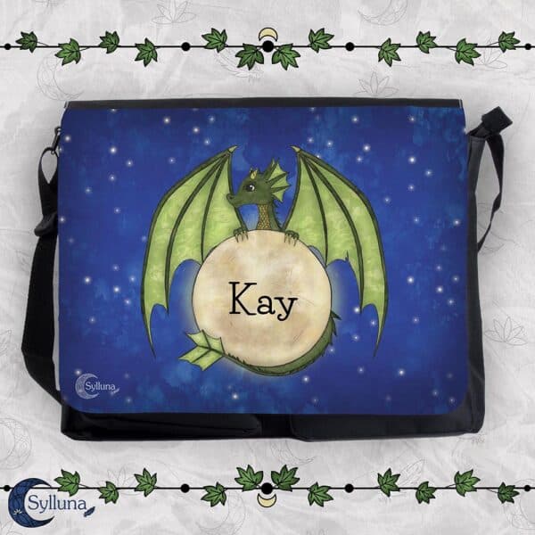 Gepersonaliseerde Draken luiertas volle maan met naam -Kay