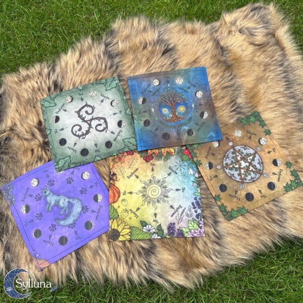 Pendelkleden Set van 5 Levensboom, Kat, Triskelion, Seizoenen, Pentakel 2