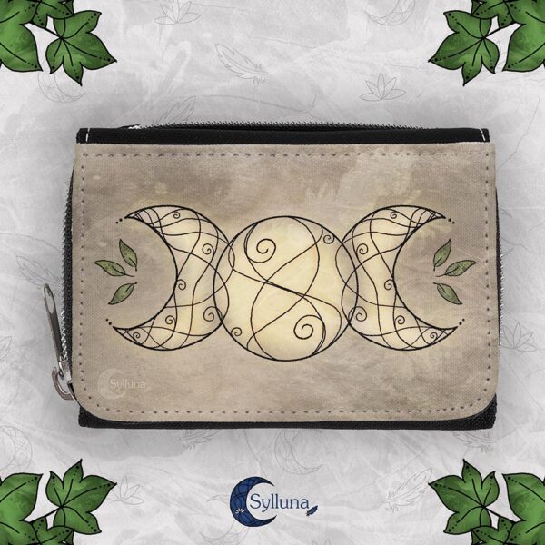 Portemonnee met Rits-Drievoudige Maan Geel-Beige