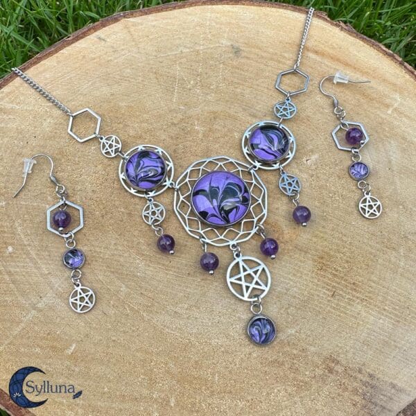 Pentakel Witchy Ketting Paars met Amethist-HeksenTrots 1