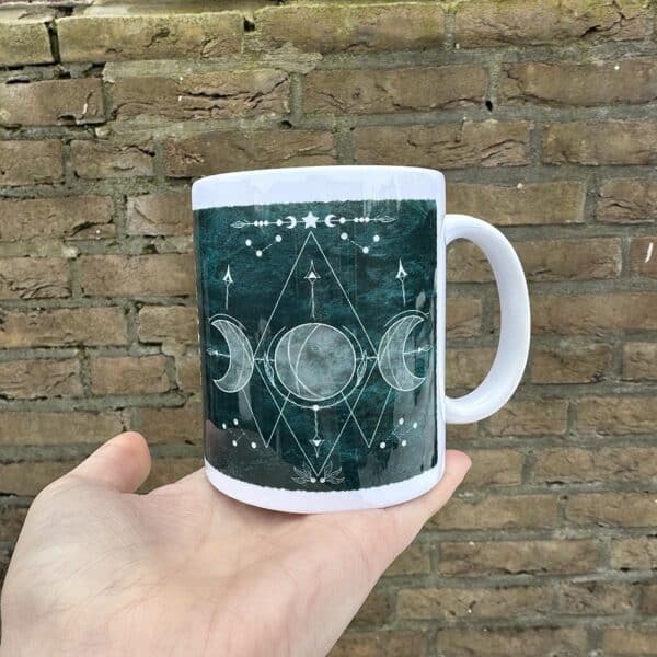 Drievoudige Maan Teal Keramiek Mot Maanmagie-1