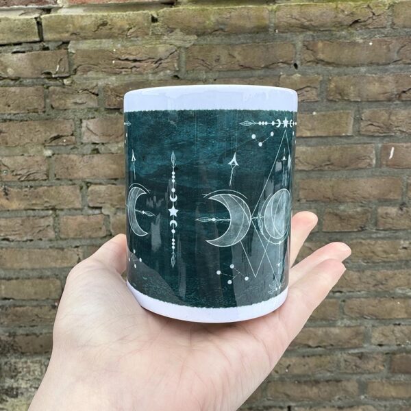 Drievoudige Maan Teal Keramiek Mot Maanmagie-3